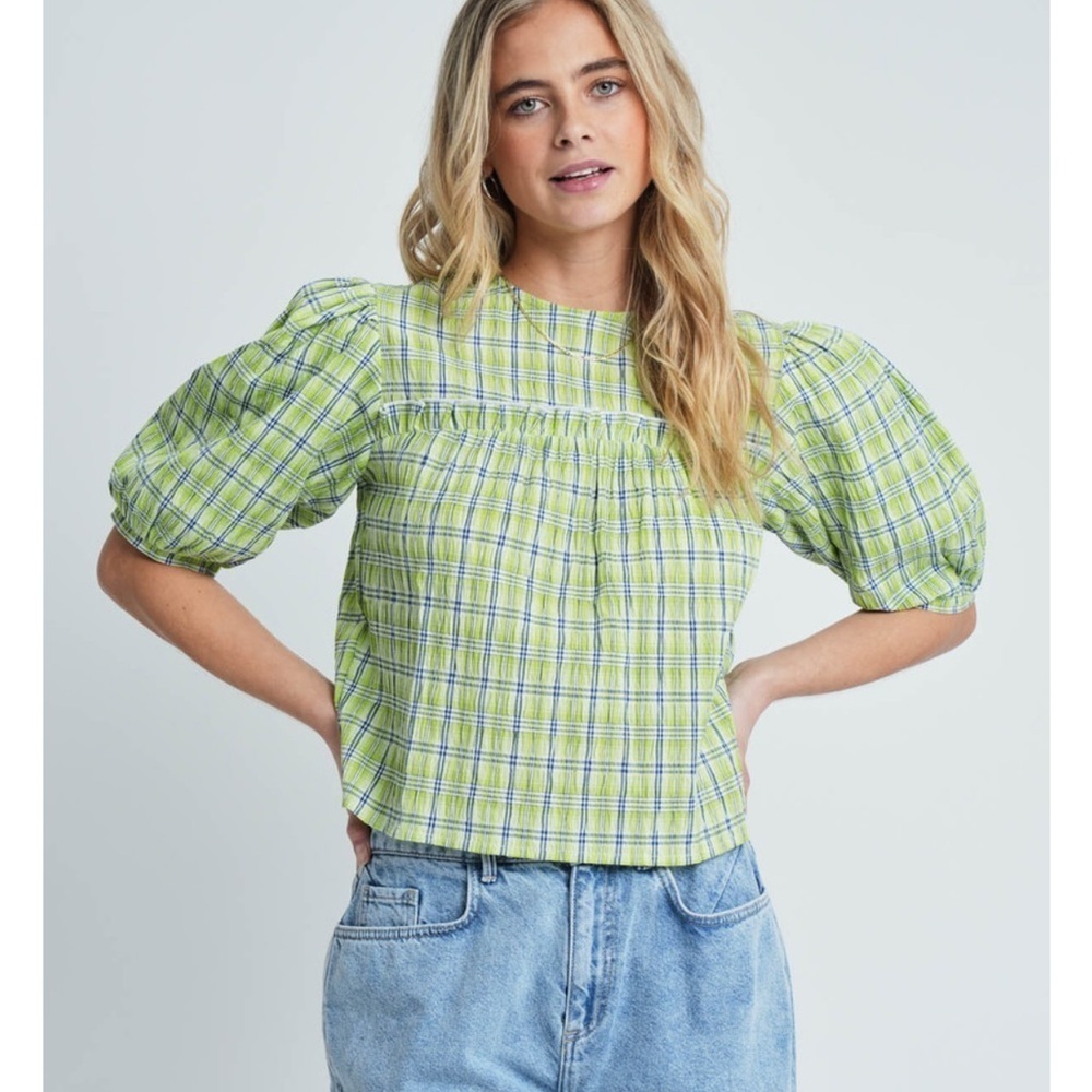 Native Youth Women’s Plaid Textured Top With Open Back Detail Size XS - Picture 11 of 12